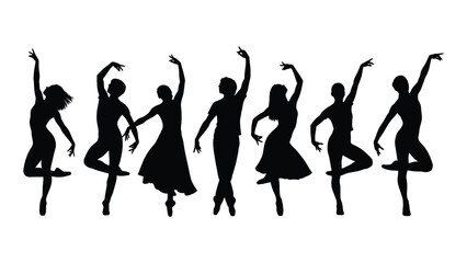 A group of ballerinas gracefully performing on stage in a ballet performance isolated on white background, Vector © MD Riad Hossain 