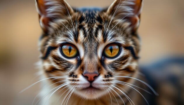 Piercing Amber Eyes Fel Feline Closeup