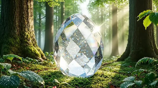 Crystal Ball in Forest with Sunlight.