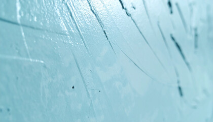 Abstract Light Blue Textured Background with Rough Plaster Strokes and Trowel Marks Creating Dynamic Relief Surface Pattern