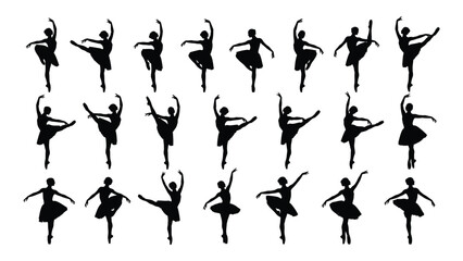 Graceful ballerinas captured in a series of elegant dance poses isolated on white background, Vector © MD Riad Hossain 