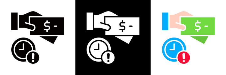 Late Fee Icon Set Glyph vector Illustration 