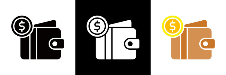 Wallet Icon Set Glyph vector Illustration 