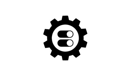 Fototapeta premium Vector illustration&nbsp;of black and white icon of a gear with two horizontal toggle switches inside, representing settings or configuration options on a transparent background