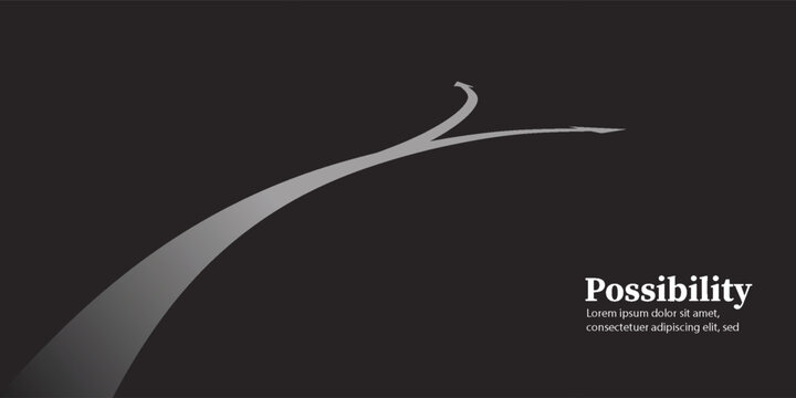 Abstract graphic showing a single path splitting into two diverging roads on a dark background, symbolizing choice and future possibilities.