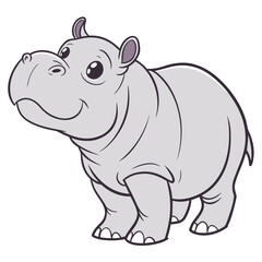 Fototapeta premium Baby Hippo Adorable Vector