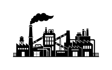 Obraz premium Industrial factory complex with smoking chimney