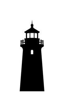 Lighthouse silhouette with a distinctive tower and railing
