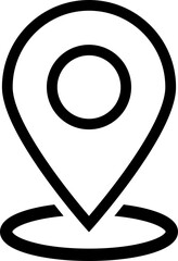 Black minimalist location pin icon isolated on transparent background