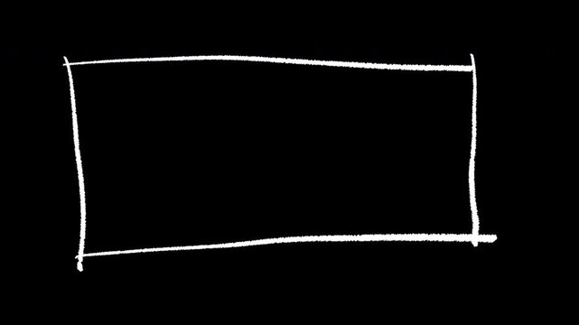 Hand-drawn white rectangle frame on a black background, perfect for overlays and creative design projects.