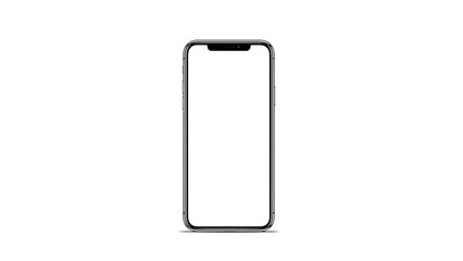 Silver smartphone with blank white screen on white background 1