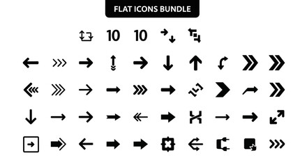 Flat Arrow Icons Bundle: Directional Navigation Symbols for Web and UI Design