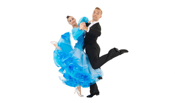 Couple dancing waltz. Professional ballroom dancer couple. Dancing waltz couple. Dancer of ballroom dance. Sport dance. Dance couple isolated on white. Ballroom dancer dancing waltz. Dance floor