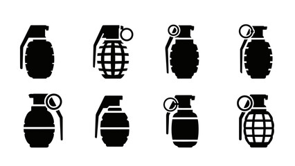 Obraz premium Set of Grenade Icons: Military Explosive Weapons Collection