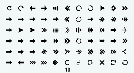 Naklejka premium Collection of Arrow Icons and Symbols, Diverse Navigation and Directional Elements