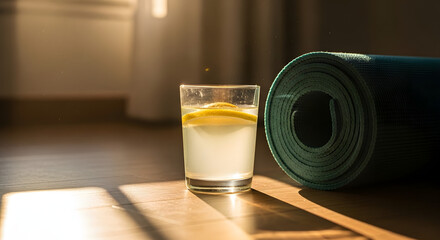 Sunlight Rays Through Trees in Misty Forest