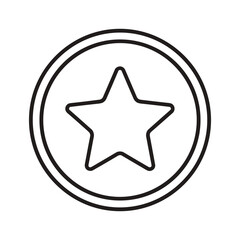 Obraz premium Simple black and white star icon in a double circle