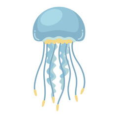 Cartoon Jellyfish with Tentacles Illustration