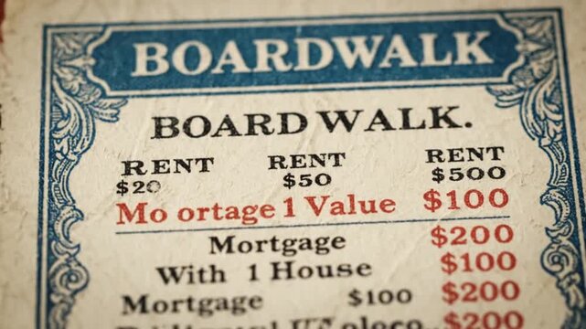Vintage Boardwalk Rent Mortgage Document Close-up View