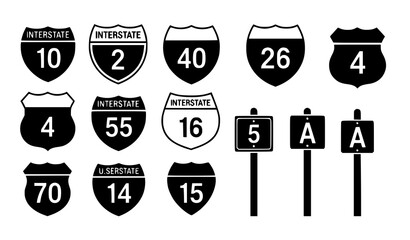 Interstate route sign set highway shield vector icons © Protima