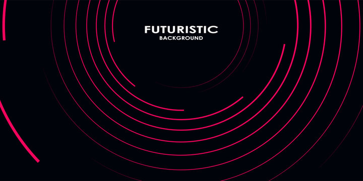 3D red black dynamic techno background on dark space. Tech banner with rotating circles style decoration. Modern graphic design element. Motion lines concept for web, flyer, card, or brochure cover