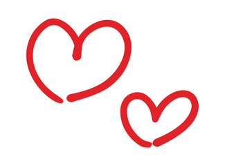 手書きのハートセット　赤　ベクター