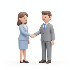 Fototapeta premium 3D soft illustration of a two business people shaking hands