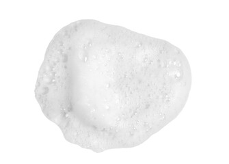 Fototapeta premium White foam soap texture isolated on white background, macro top view. Skincare cleansing mousse, cosmetic product lather, hygiene concept and beauty branding mockup template.