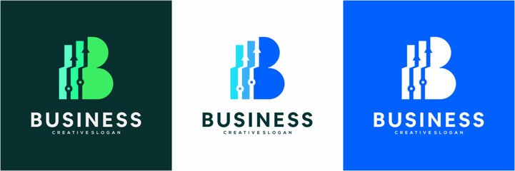 Modern Letter B initial with Business Growth Logo Design Template. Vector icon Analytics, Statistics, Progress concept. © semoro