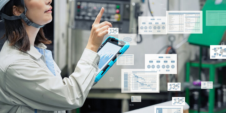 DX、タブレット、工場、産業、製造業、システム、エンジニア、オペレーター、テクノロジー、ERP、PC、デジタルトランスフォーメーション、データ、工業、プラント、ものづくり、製造、生産、機械、GUI、インターフェース、ソフトウェア、UX、MES、BOP、PLC、CNC、API、PoC、SCADA、DCS、IIoT、IoT、AI、スマート、ファクトリー、オートメーション、FA、未来、コンセプト、イメー