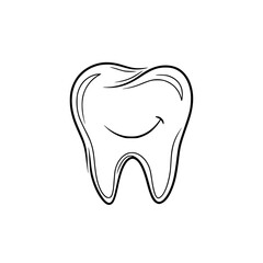 Obraz premium Minimalist Smiling Tooth Continuous Line Logo Vector for Dental Clinic Branding