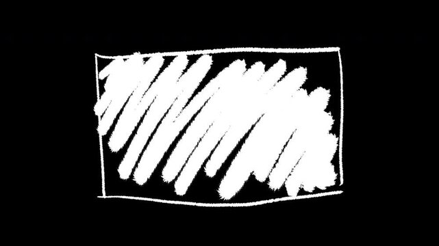 Abstract Hand-Drawn Rectangle Scribble Animation on Black Background.