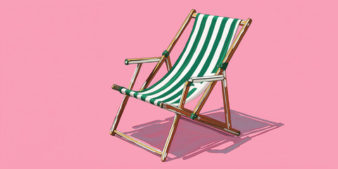 Fototapeta premium Striped Wooden Deck Chair