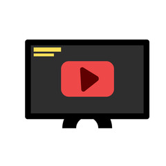 Flat Design Video Player UI Illustration with Large Play Symbol