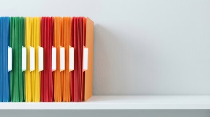 Fototapeta premium Colorful Expanding File Folders on Shelf Office Organization