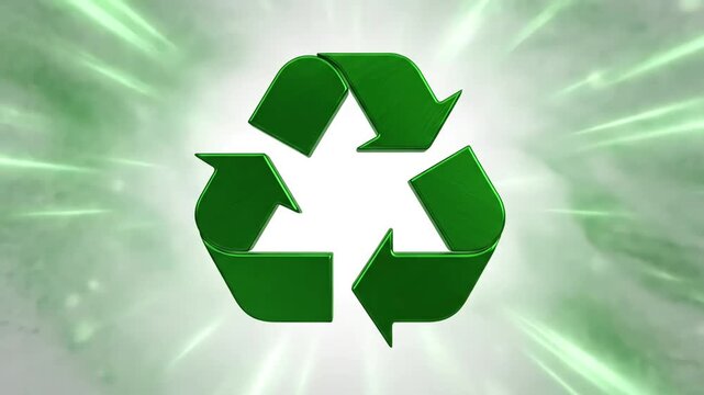 Green Screen recycle logo rotating animation on white background and scene 4 with distortion, overlay, glitch, static noise, scan lines black background, 4k animated video loop