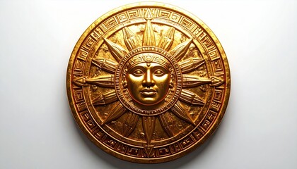 Fototapeta premium Golden Sun Medallion - A Symbol of Ancient Power and Mystery.