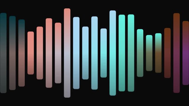 Multicolored bars represent sound waves in a digital audio equalizer display