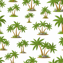 Fototapeta premium Tropical Palm Trees Seamless Pattern Illustration.