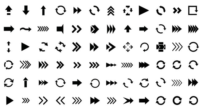 Collection of Diverse Arrow Icons and Symbols