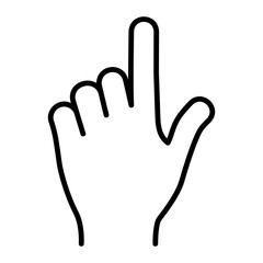 Obraz premium Pointing up hand gesture. Number one raised index finger icon for direction, touch, selection & interaction.