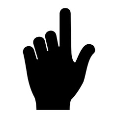 Fototapeta premium Pointing up hand gesture. Number one raised index finger icon for direction, touch, selection & interaction.