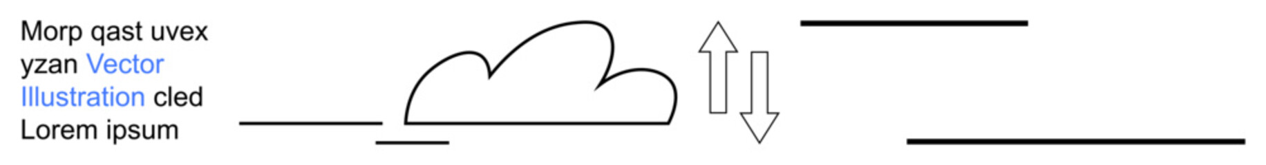 Obraz premium Data storage, connectivity, cloud computing, digital flow, framework design, direction of movement. A cloud shape with arrows and horizontal lines. Cloud computing and connectivity concept