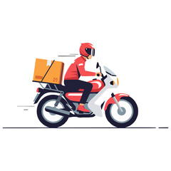 Food delivery rider on motorcycle speeding through city streets