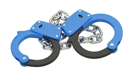 Blue Handcuffs with Metal Chain
