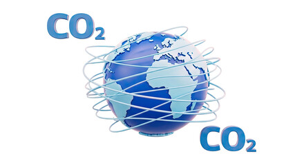 Earth enveloped by CO2 emissions, symbolizing climate change