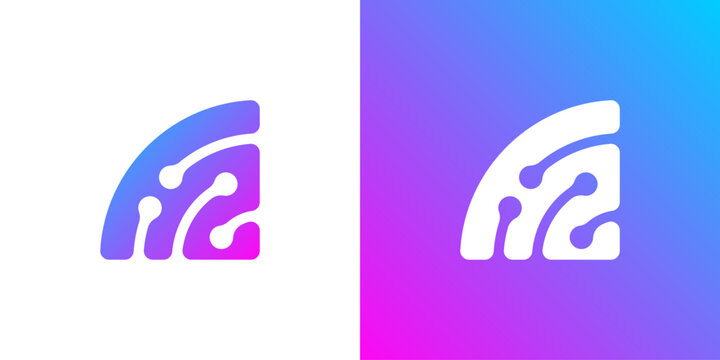 Dual meaning logo combining network signal and technology elements, symbolizing strong connectivity, digital innovation, smart systems, and advanced communication solutions.
