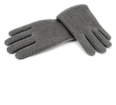 Protective chainmail butcher glove, detailed metal mesh texture