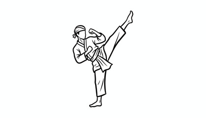 Fototapeta premium Martial Arts Silhouette: Dynamic Kick Pose of a Fighter in Action