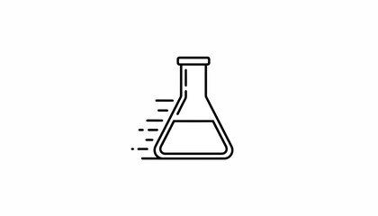 Laboratory Flask with Bubbles, Science Experiment Icon, Chemical Research Symbol